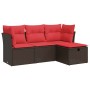 Set de sofás de jardín 4 pzas y cojines ratán sintético marrón by , Garden sets - Ref: Foro24-3325260, Price: 288,91 €, Disco...