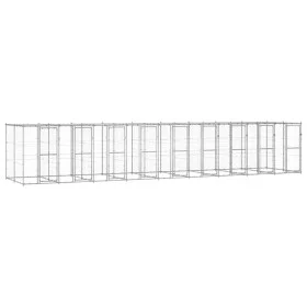 Perrera de exterior de acero galvanizado con techo 21,78 m² by vidaXL, Dog kennels and fences - Ref: Foro24-3082278, Price: 1...