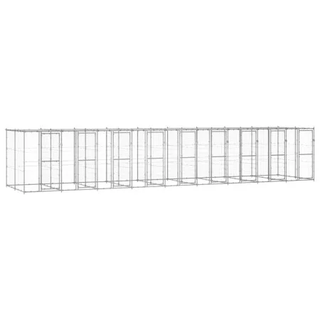 Perrera de exterior de acero galvanizado con techo 21,78 m² by vidaXL, Dog kennels and fences - Ref: Foro24-3082278, Price: 1...
