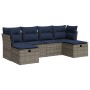 Set de muebles de jardín 6 pzas y cojines ratán sintético gris by , Garden sets - Ref: Foro24-3325327, Price: 427,36 €, Disco...