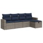 Juego de sofás jardín con cojines 5 pzas ratán sintético gris by , Garden sets - Ref: Foro24-3325367, Price: 361,58 €, Discou...