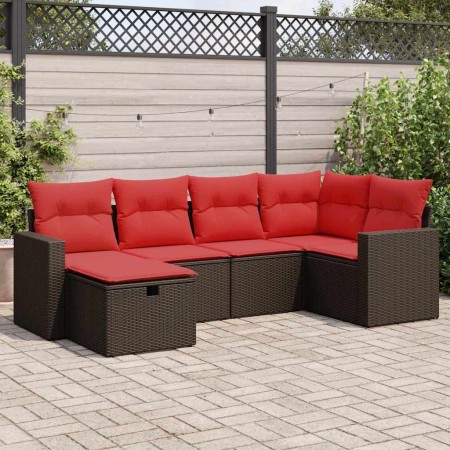 Set sofás de jardín 6 piezas y cojines ratán sintético marrón by , Garden sets - Ref: Foro24-3325390, Price: 439,29 €, Discou...