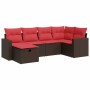 Set sofás de jardín 6 piezas y cojines ratán sintético marrón by , Garden sets - Ref: Foro24-3325390, Price: 439,29 €, Discou...