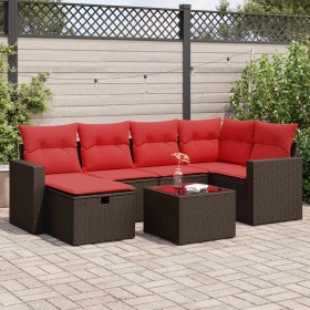 Juego de sofás de jardín 7 piezas con cojines ratán PE marrón by , Garden sets - Ref: Foro24-3325400, Price: 490,43 €, Discou...