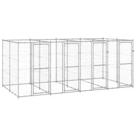 Perrera de exterior de acero galvanizado 9,68 m² de vidaXL, Casetas y cercados para perros - Ref: Foro24-3082284, Precio: 594...