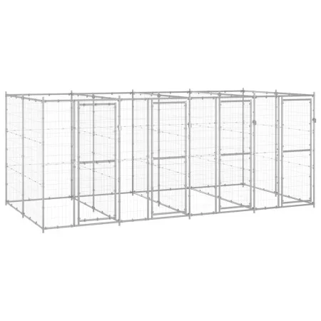 Perrera de exterior de acero galvanizado 9,68 m² de vidaXL, Casetas y cercados para perros - Ref: Foro24-3082284, Precio: 594...