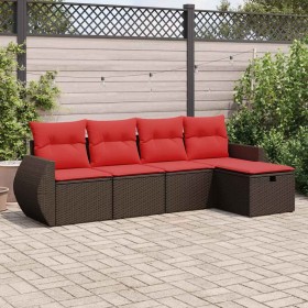 Set comedor de jardín 5 piezas y cojines ratán sintético marrón by , Garden sets - Ref: Foro24-3325570, Price: 378,57 €, Disc...