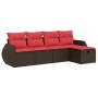 Set comedor de jardín 5 piezas y cojines ratán sintético marrón by , Garden sets - Ref: Foro24-3325570, Price: 378,57 €, Disc...