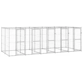 Galvanized steel outdoor kennel 12.1 m² by vidaXL, Dog kennels and fences - Ref: Foro24-3082285, Price: 773,44 €, Discount: %