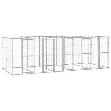 Galvanized steel outdoor kennel 12.1 m² by vidaXL, Dog kennels and fences - Ref: Foro24-3082285, Price: 773,64 €, Discount: %