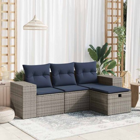 Set de sofás de jardín 4 pzas y cojines ratán sintético gris by , Garden sets - Ref: Foro24-3325657, Price: 320,80 €, Discoun...