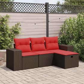 Set de sofás de jardín 4 pzas y cojines ratán sintético marrón by , Garden sets - Ref: Foro24-3325660, Price: 307,97 €, Disco...