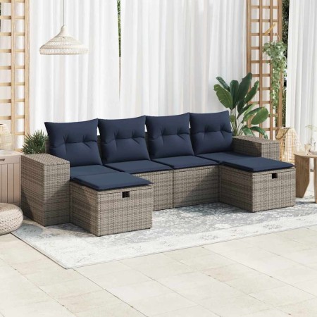 Set de muebles de jardín 6 pzas y cojines ratán sintético gris by , Garden sets - Ref: Foro24-3325727, Price: 439,70 €, Disco...