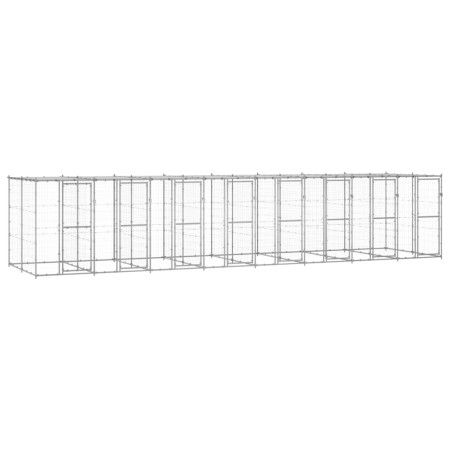 Outdoor-Zwinger aus verzinktem Stahl mit Dach, 19,36 m² von vidaXL, Hundehütten und Zäune - Ref: Foro24-3082277, Preis: 1,00 ...