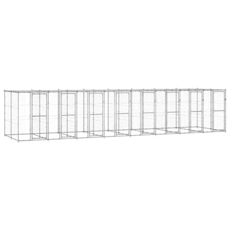 Outdoor-Zwinger aus verzinktem Stahl mit Dach, 19,36 m² von vidaXL, Hundehütten und Zäune - Ref: Foro24-3082277, Preis: 1,00 ...