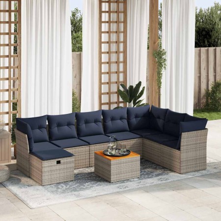 Set de sofás de jardín con cojines 9 pzas ratán sintético gris de , Conjuntos de jardín - Ref: Foro24-3325778, Precio: 635,50...