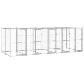 Perrera de exterior de acero con techo 12,1 m² de vidaXL, Casetas y cercados para perros - Ref: Foro24-3082274, Precio: 852,0...