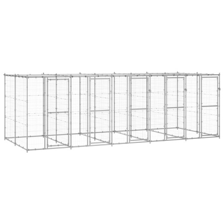 Außenstahlzwinger mit Dach 12,1 m² von vidaXL, Hundehütten und Zäune - Ref: Foro24-3082274, Preis: 866,72 €, Rabatt: %