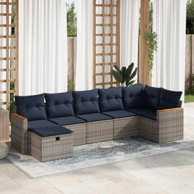 Set de sofás de jardín 7 pzas con cojines ratán sintético gris by , Garden sets - Ref: Foro24-3325932, Price: 527,11 €, Disco...