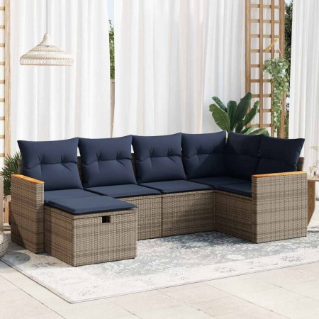 Set de muebles de jardín 6 pzas y cojines ratán sintético gris | Foro24.es | Tu tienda online para hogar, jardín y más Foro24.es