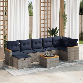 Set de sofás de jardín y cojines 8 piezas ratán