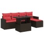 Juego Sofá Jardín 6 Piezas con Cojines Marrón Poli Ratán Acacia von , Gartensets - Ref: Foro24-3326305, Preis: 452,99 €, Raba...