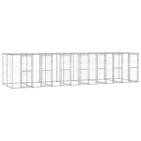 Galvanized steel outdoor kennel with roof 16.94 m² by vidaXL, Dog kennels and fences - Ref: Foro24-3082276, Price: 1,00 €, Di...