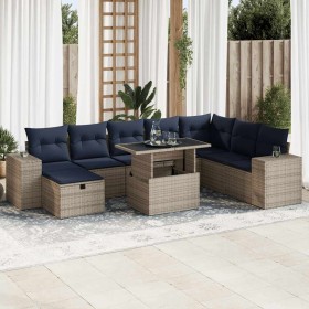 Juego Sofá Jardín 9 Piezas con Cojines Marrón Poli Ratán Acacia by , Garden sets - Ref: Foro24-3327961, Price: 704,56 €, Disc...