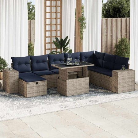 Juego Sofá Jardín 9 Piezas con Cojines Marrón Poli Ratán Acacia | Foro24.es | Tu tienda online para hogar, jardín y más Foro24.es
