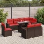 Juego Sofá Jardín 9 Piezas con Cojines Marrón Poli Ratán Acacia by , Garden sets - Ref: Foro24-3326345, Price: 716,71 €, Disc...
