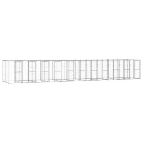 Perrera de exterior de acero galvanizado con techo 26,62 m² de vidaXL, Casetas y cercados para perros - Ref: Foro24-3082280, ...