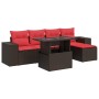 Juego Sofá Jardín 6 Piezas con Cojines Marrón Poli Ratán Acacia by , Garden sets - Ref: Foro24-3326785, Price: 475,48 €, Disc...
