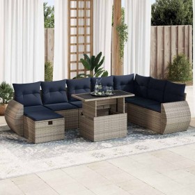 Juego Sofá Jardín 9 Piezas con Cojines Marrón Poli Ratán Acacia by , Garden sets - Ref: Foro24-3327921, Price: 706,18 €, Disc...