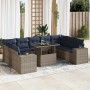 Set sofás jardín y cojines 10 pzas ratán sintético acacia gris by , Garden sets - Ref: Foro24-3326862, Price: 814,77 €, Disco...