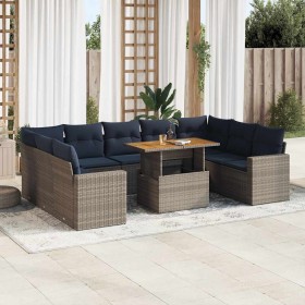 Set de sofás de jardín y cojines 10 pzas ratán sintético gris by , Garden sets - Ref: Foro24-3327085, Price: 782,18 €, Discou...