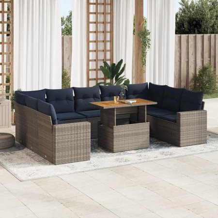Set de sofás de jardín y cojines 10 pzas ratán sintético gris by , Garden sets - Ref: Foro24-3327085, Price: 782,18 €, Discou...