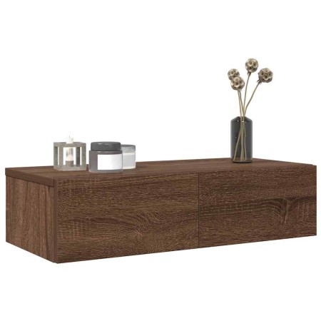 Estante de pared con cajones madera contrachapada roble marrón de , Estantes y estanterías - Ref: Foro24-859974, Precio: 50,0...
