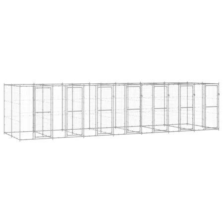 Perrera de exterior de acero galvanizado 16,94 m² de vidaXL, Casetas y cercados para perros - Ref: Foro24-3082287, Precio: 1,...