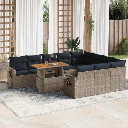 Set de sofás de jardín 11 pzas y cojines ratán sintético gris von , Gartensets - Ref: Foro24-3327204, Preis: 903,33 €, Rabatt...
