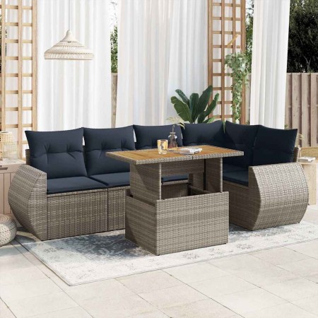 Set de muebles de jardín 6 pzas y cojines ratán sintético gris by , Garden sets - Ref: Foro24-3327267, Price: 509,66 €, Disco...