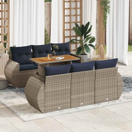 Set de sofás de jardín 7 pzas con cojines ratán sintético gris by , Garden sets - Ref: Foro24-3327225, Price: 604,38 €, Disco...