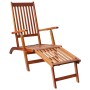 Garden lounger with footrest and cushion in solid acacia wood by vidaXL, Loungers - Ref: Foro24-3064018, Price: 139,49 €, Dis...