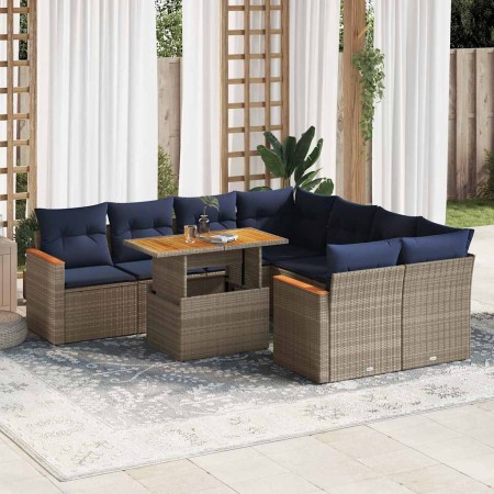 Set de sofás de jardín con cojines 9 pzas ratán sintético gris | Foro24.es | Tu tienda online para hogar, jardín y más Foro24.es