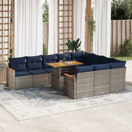 Set de sofás de jardín 11 pzas y cojines ratán sintético gris | Foro24.es | Tu tienda online para hogar, jardín y más Foro24.es