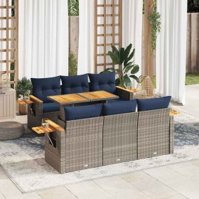Set de sofás de jardín 7 pzas con cojines ratán sintético gris by , Garden sets - Ref: Foro24-3327561, Price: 582,13 €, Disco...