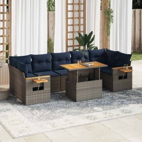 Set de sofás de jardín y cojines 8 piezas ratán sintético gris de , Conjuntos de jardín - Ref: Foro24-3327575, Precio: 632,65 €