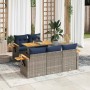 Set de muebles de jardín 6 pzas y cojines ratán sintético gris | Foro24.es | Tu tienda online para hogar, jardín y más Foro24.es