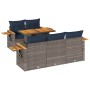 Set de muebles de jardín 6 pzas y cojines ratán sintético gris | Foro24.es | Tu tienda online para hogar, jardín y más Foro24.es