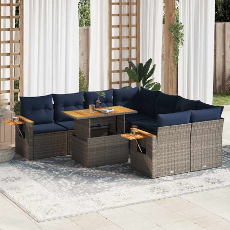Set de sofás de jardín con cojines 9 pzas ratán sintético gris | Foro24.es | Tu tienda online para hogar, jardín y más Foro24.es