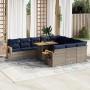 Set sofás jardín y cojines 11 pzas ratán sintético acacia gris | Foro24.es | Tu tienda online para hogar, jardín y más Foro24.es